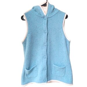 L.L. Bean Lambs' Wool Blend Hooded Vest Jacket Size M